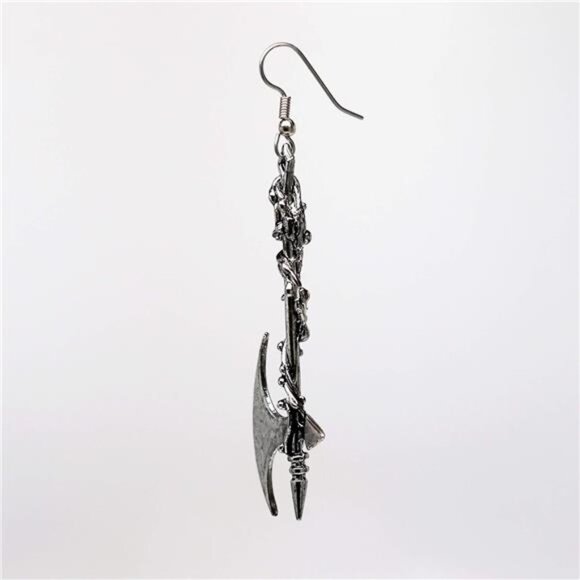 Gothic Vine Wrapped Executioner's Axe Earrings Medieval Renaissance Dangle Metal - Picture 6 of 7